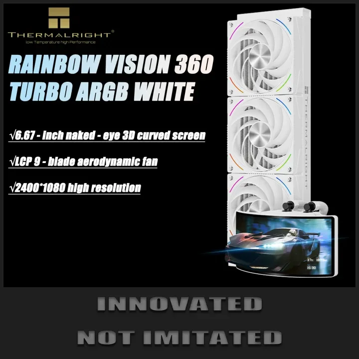 

Thermalright RAINBOW VISION 360 TURBO ARGB БЕЛЫЙ Универсальный водяной холодный радиатор 6,67-дюймовый изогнутый экран телесного глаза 3D LCP
