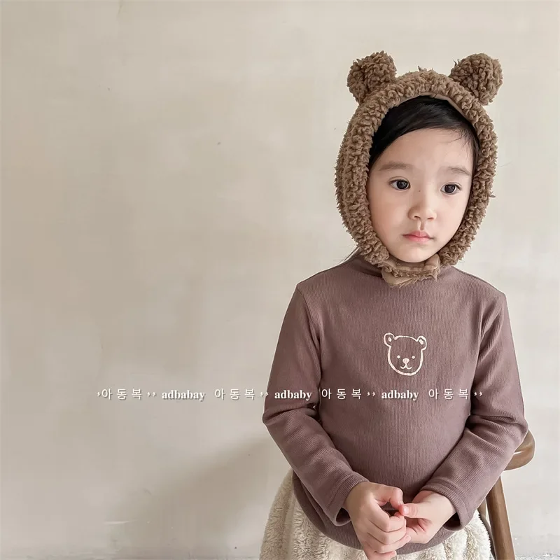 

Kids Boy Girl Cotton Half Turtleneck Bottoming Shirt 2024 Autumn Winter Casual Baby Long Sleeves Tops Children's Cotton T-Shirt