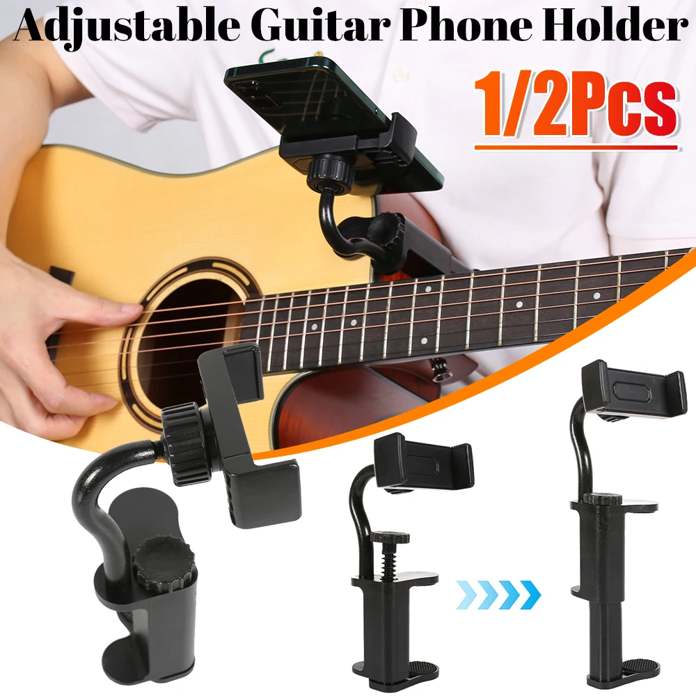 1/2PC Gitarre Telefon Halter Nicht-slip Smartphone Halterung Kamera Clamp Einstellbare & Drehbare Gitarre Halterung Für gitarren/Ukulele Universal