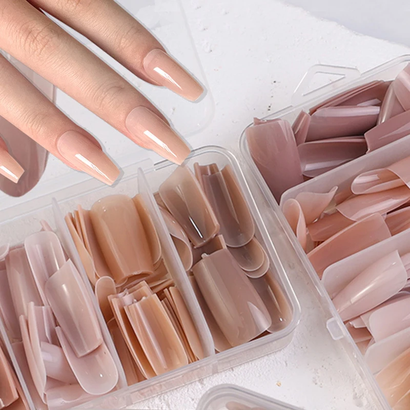 140PCS/Box Nude Soft Nail Tips Set Press on Nails Ultra-Fit Gel Nail Extensions Easy Manicure DIY