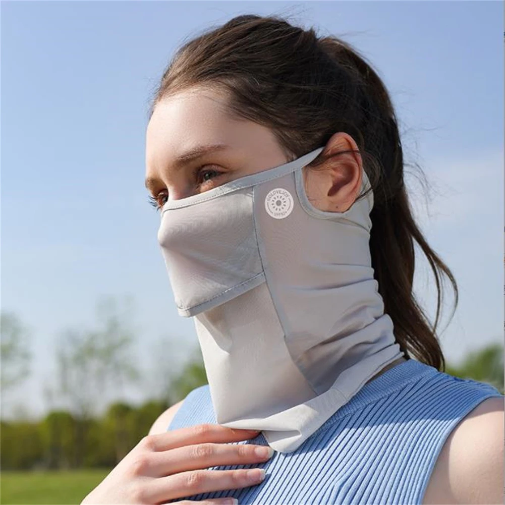 Outdoor Sunscreen Mask Fishing Riding Lightweight Breathable Uv Sun Protector Sunshade Ice Silk Face Mask Cold Feeling Ear Scarf