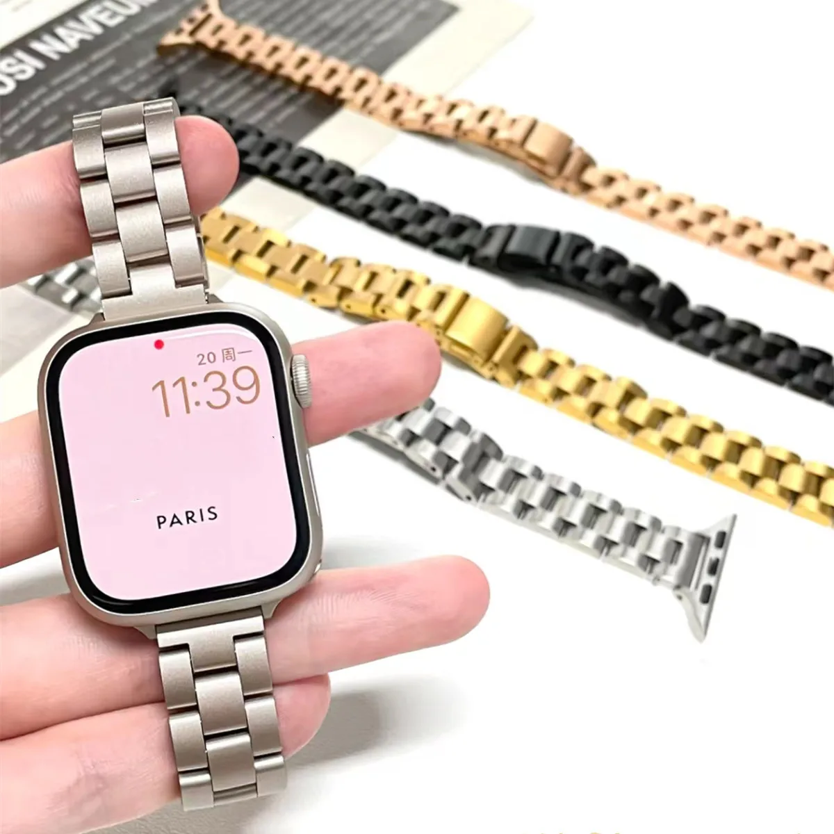 Lightweight 49mm Metal Strap for Apple Watch Band SE 8 7 6 5 41/40/44mm for iWatch Stainless Steel Slim Link 42/38/45mm 4 3 2 1