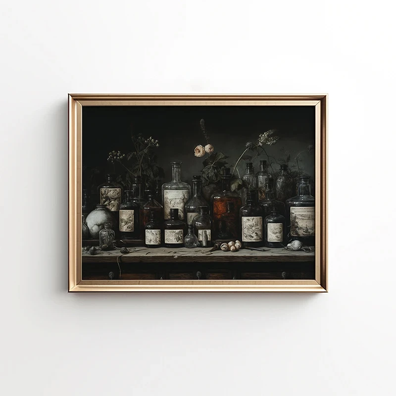 Vintage Witch Candelabra Candle Dark Apothecary Potion Halloween Posters Prints Canvas Printing Wall Art Picture for Home Decor