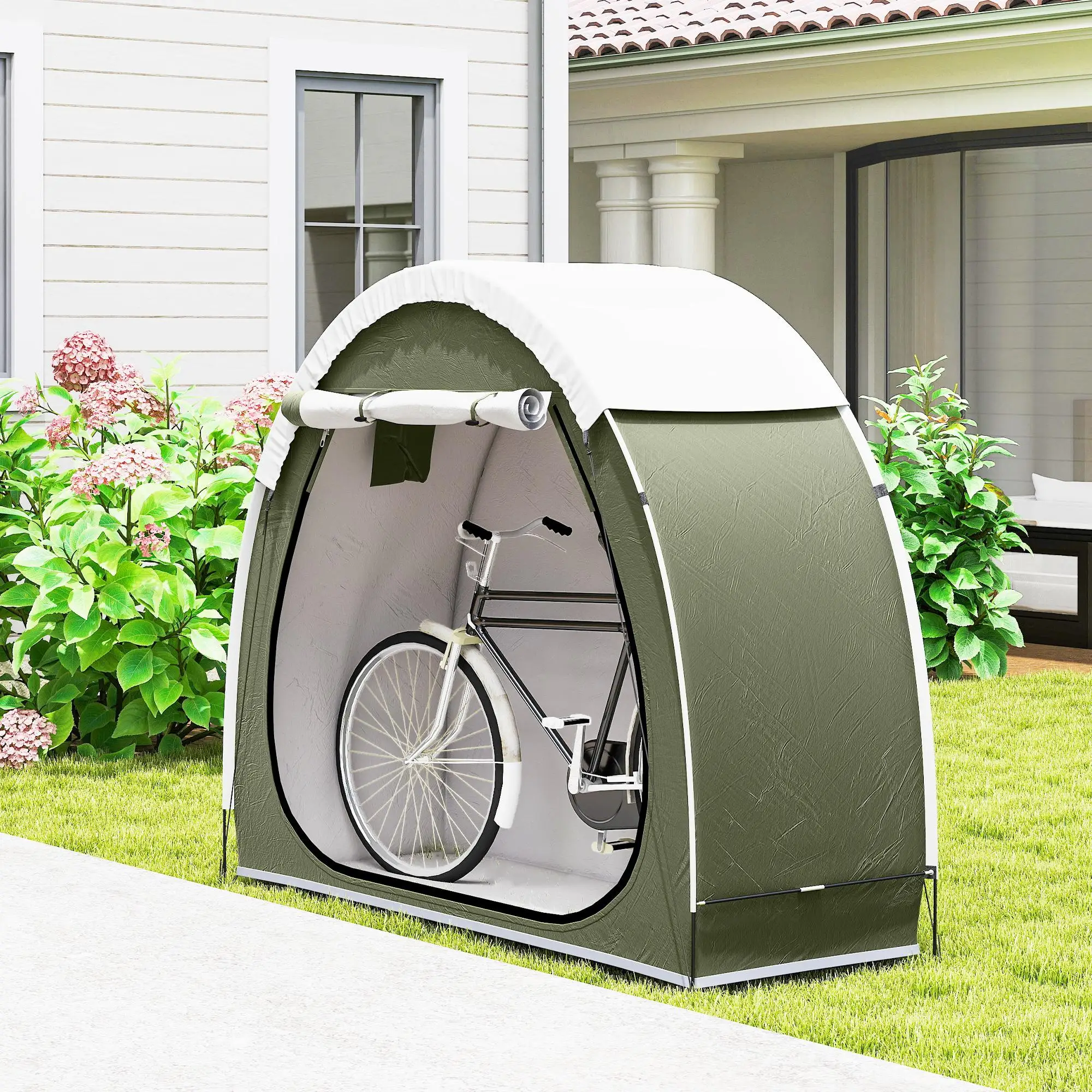 Carpa para bicicleta de 2 ruedas impermeable UPF50+ con ventilación 210D Oxford 200x80x170cm Verde