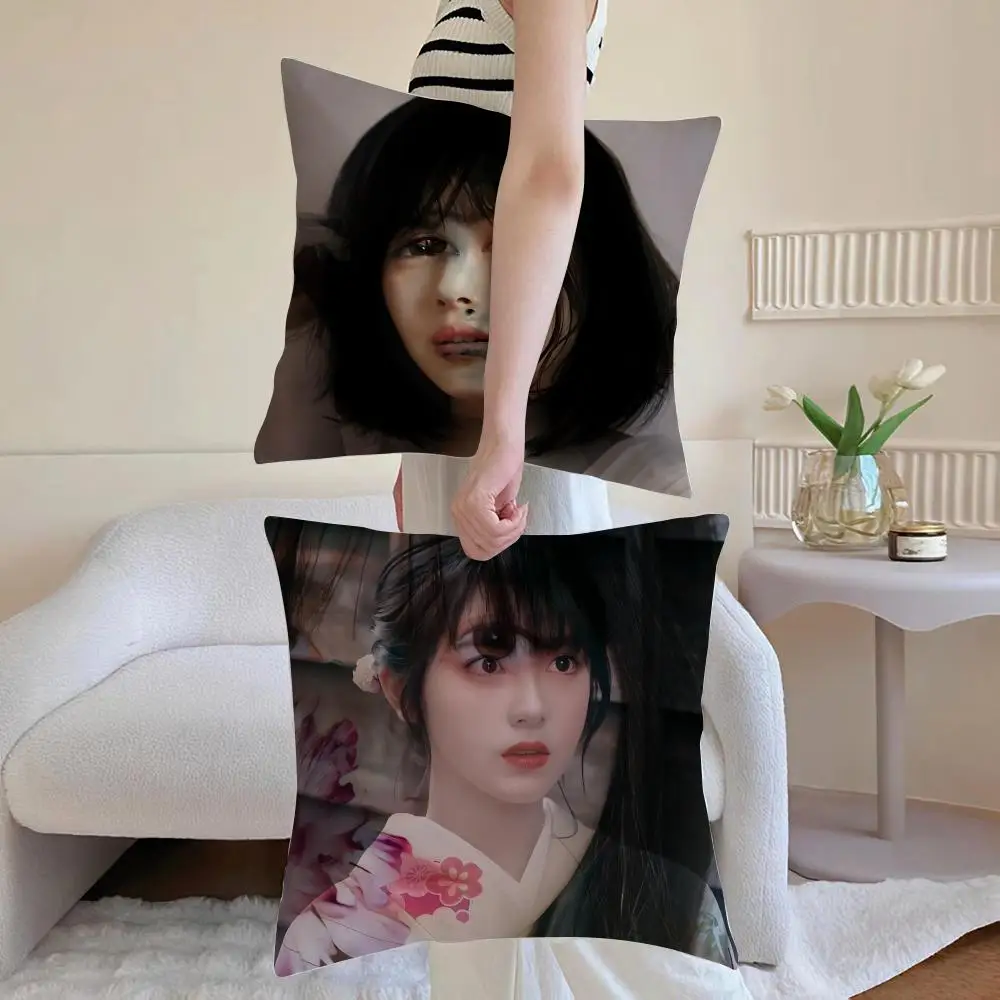 Minami Hamabe Actor Cushion Cover Anti-dustmite Pillowcase Invisible zipper silky short plush Sofa cushion cover