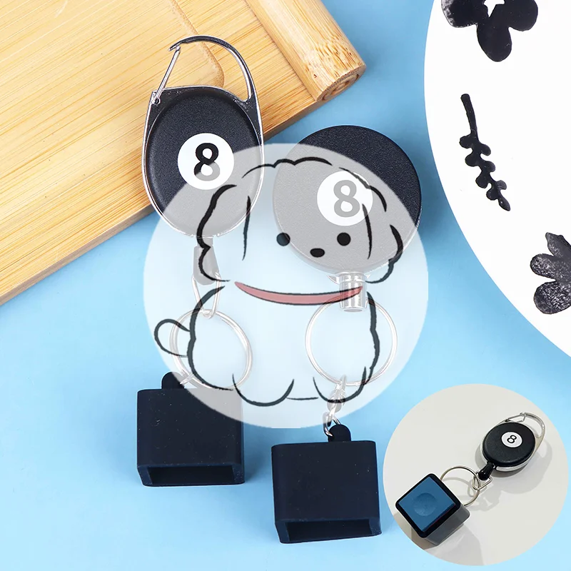 

1Pc Black Billiard Telescoping Chalk Holder Snooker Pool Cue Chalk Holder Keychain Retractable Rope Chalk Holder W Mounting Clip