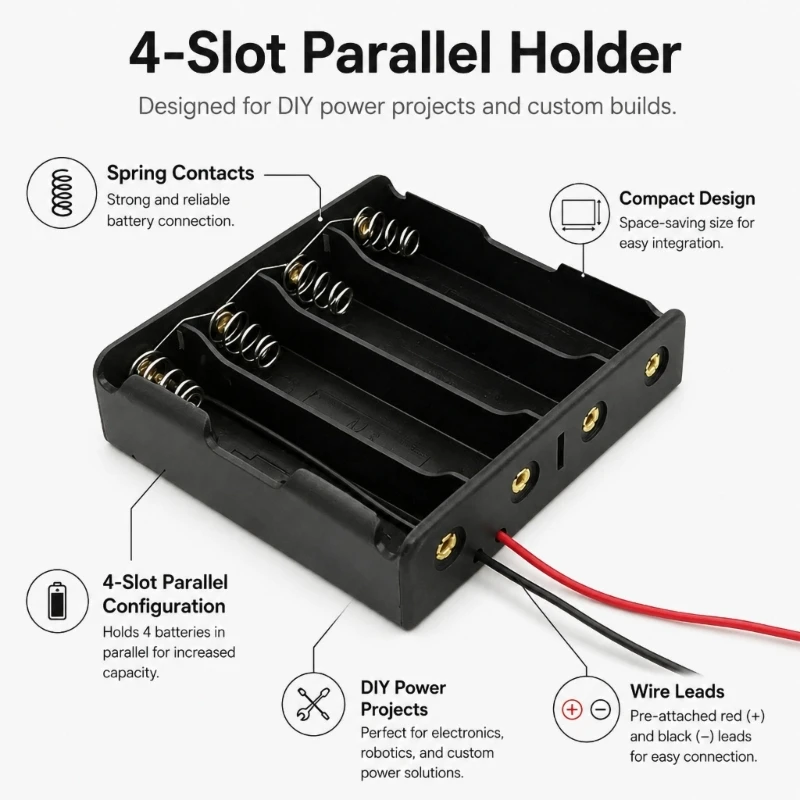 2X 3X 4X 18650 Battery Holder 18650 Cases Storage Box 2/3/4 Slot 18650 Parallel Battery Box 3.7V with Cable Output