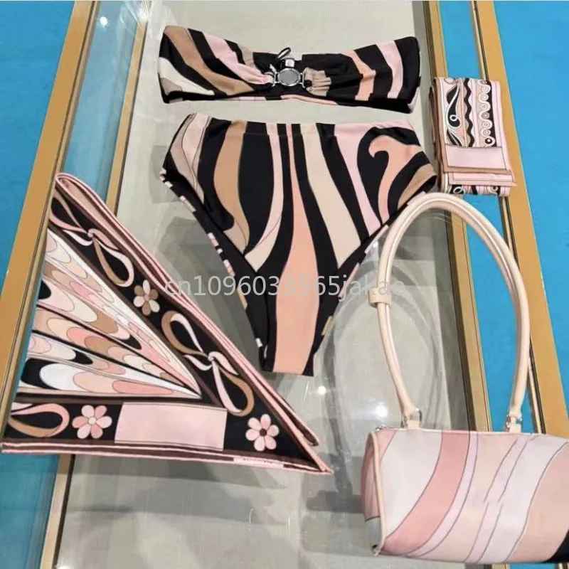 

Classic Design Women's Scarf Bikini Set Designer Brand Lady Headband Bikini Sets Bathing Suits