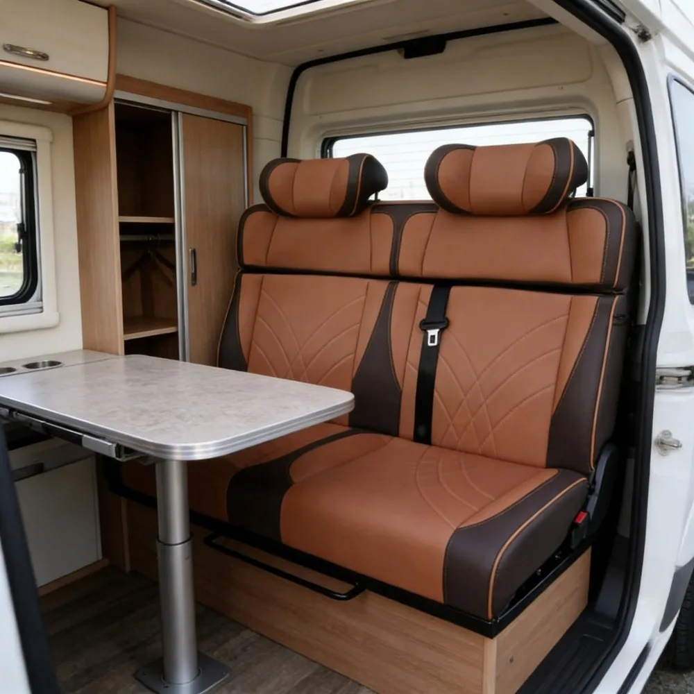 Wholesale Luxury Leather Car Seat Multifunctional Customizable Converts RV Camper Vans Caravan Motorhomes Into Flat Beds