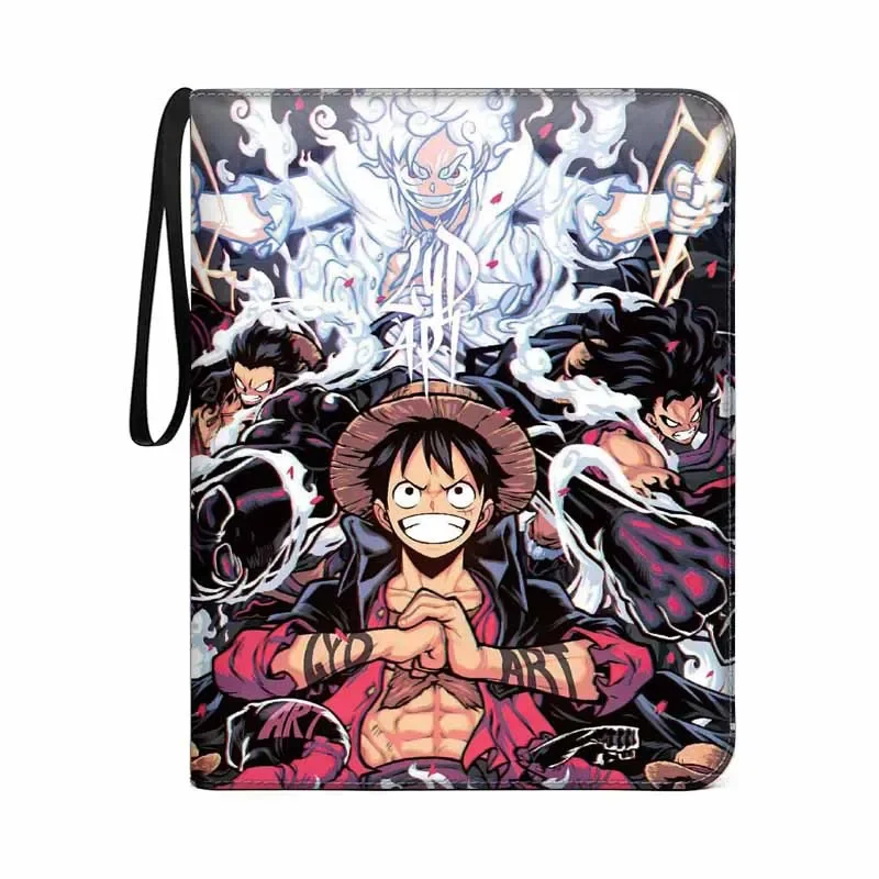 Luffy Zoro-Juego de cartas de One Piece para niños, carpeta de tarjetas de cuero PU con cremallera, colección de juegos, regalo, 9 bolsillos,