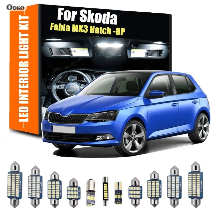 For Skoda Fabia MK3 Hatch 8Pcs Canbus LED Bulb Car Interior Light Kit Hatchback Combi Car Lights Signal Lamp