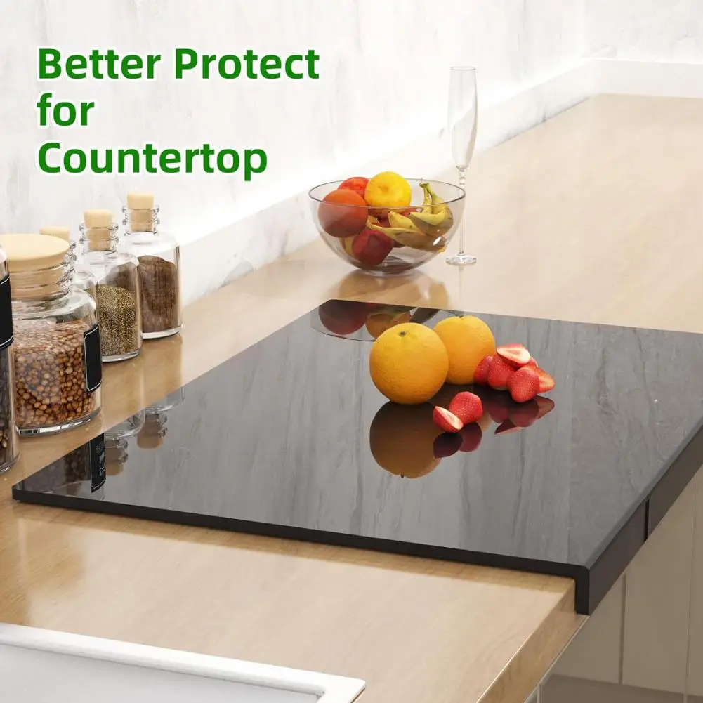 Acrylic Cutting Board With Counter Lip Black Clear Non-slip Thick Durable Chopping Board Bread Meat Veggies Kitchen Items