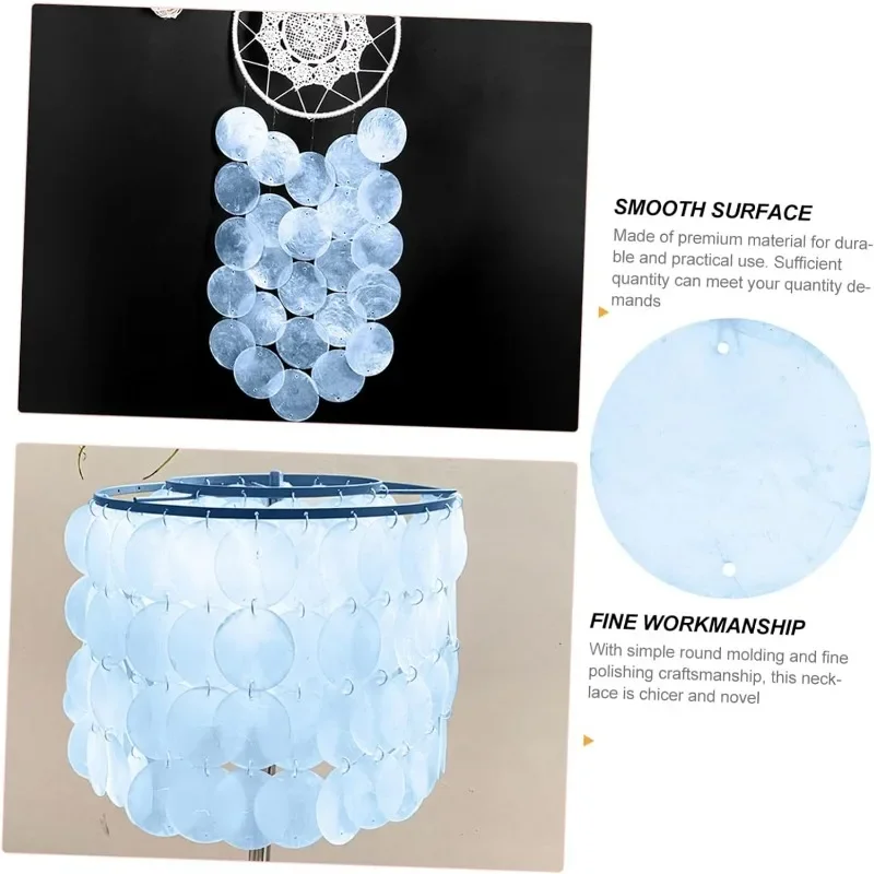 100pcs Round Slices Natural Blue Shells DIY Marine Shell Materials Used for Decorative Lamps Wind Chimes Partition Door Curtains
