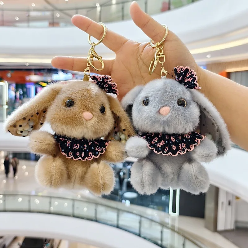 14cm Hot Sale Cute Bunny Plush Keychain Toy Bag Pendant Cartoon Rabbit Doll Car Key Decor Creative Rabbit Keychain Ornament Gift