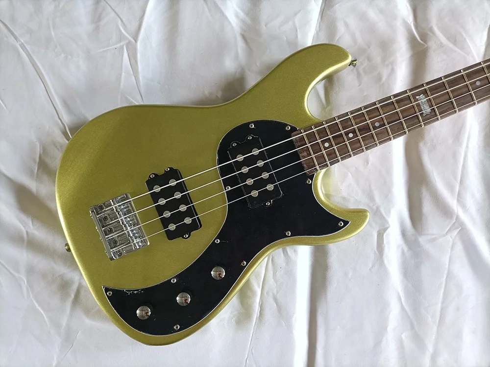 Flyoung Gold Top Electric Bass 4 Strings Electric Bass Guitar Rosewood Fretboard Bass