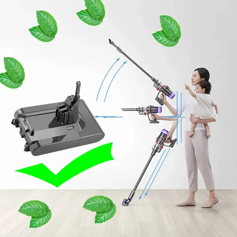 Batteria di ricambio YH5 da 12800mAh per Dyson V8 21.6V li-ion con Dyson V8 Series V8 Absolute V8 Fluffy SV10 aspirapolvere senza cavo