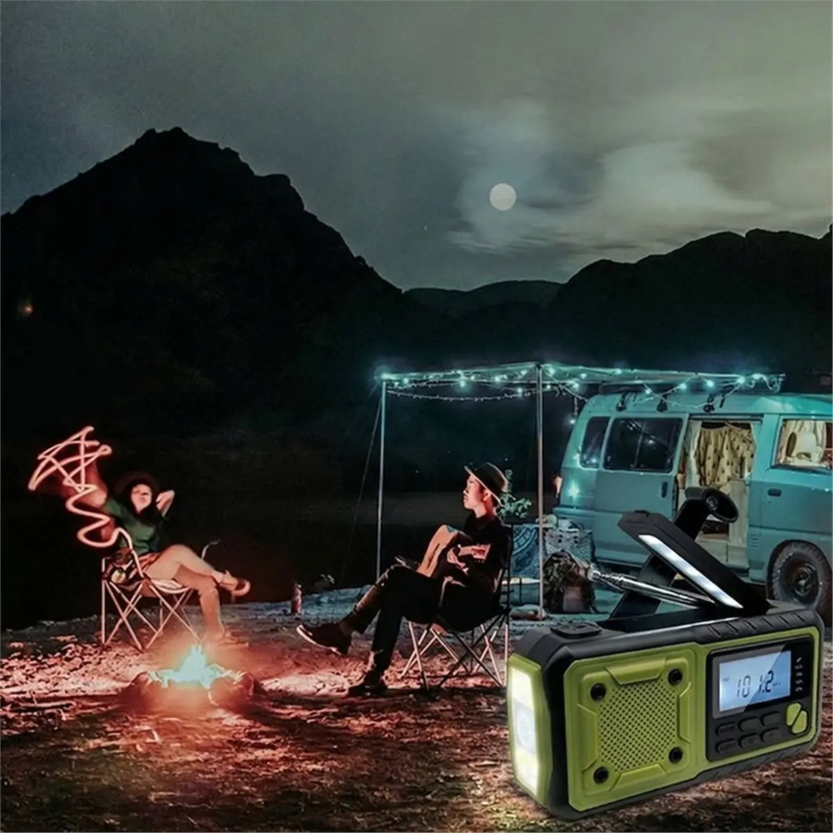 2026 NEW Portable Emergency Solar Power Radio Hand Crank Charging AM/FM Weather Radio Led Reading Flashlight Bank Phone Charger