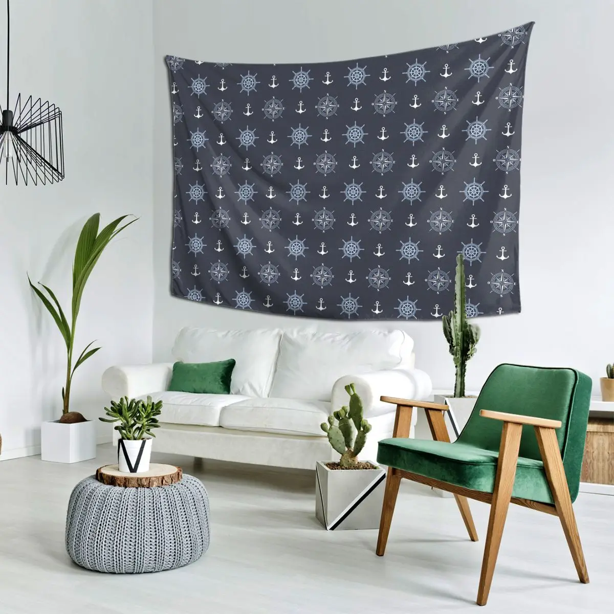 

Nautical Compass Captain Anchor Boat Tapestry Wall Hanging Aesthetic Home Decor Tapestries for Living Room Bedroom