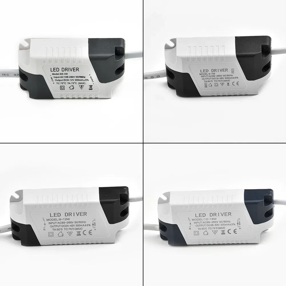 Driver LED 300mA AC 85-265V a DC 12-68V trasformatore di illuminazione lampada da soffitto a LED adattatore di alimentazione 1-3W 4-7W 8-12W 12-18W