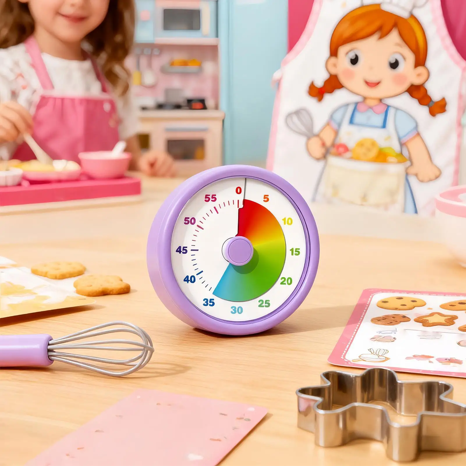60 Minutes Visual Timer Round/Square Ultra Silent Countdown Alarm Clock Self-discipline Visualization Kitchen Timer Indoor