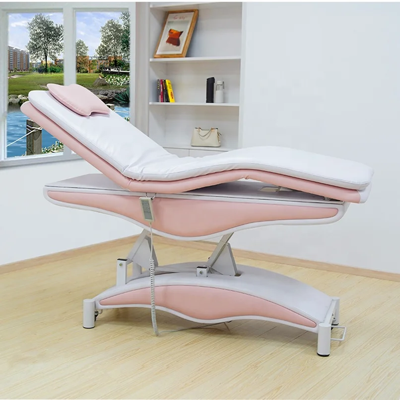 Luxury pink cosmetic spa bed massage tables beds electric motor facial beauty bed beauty salon furniture equipment