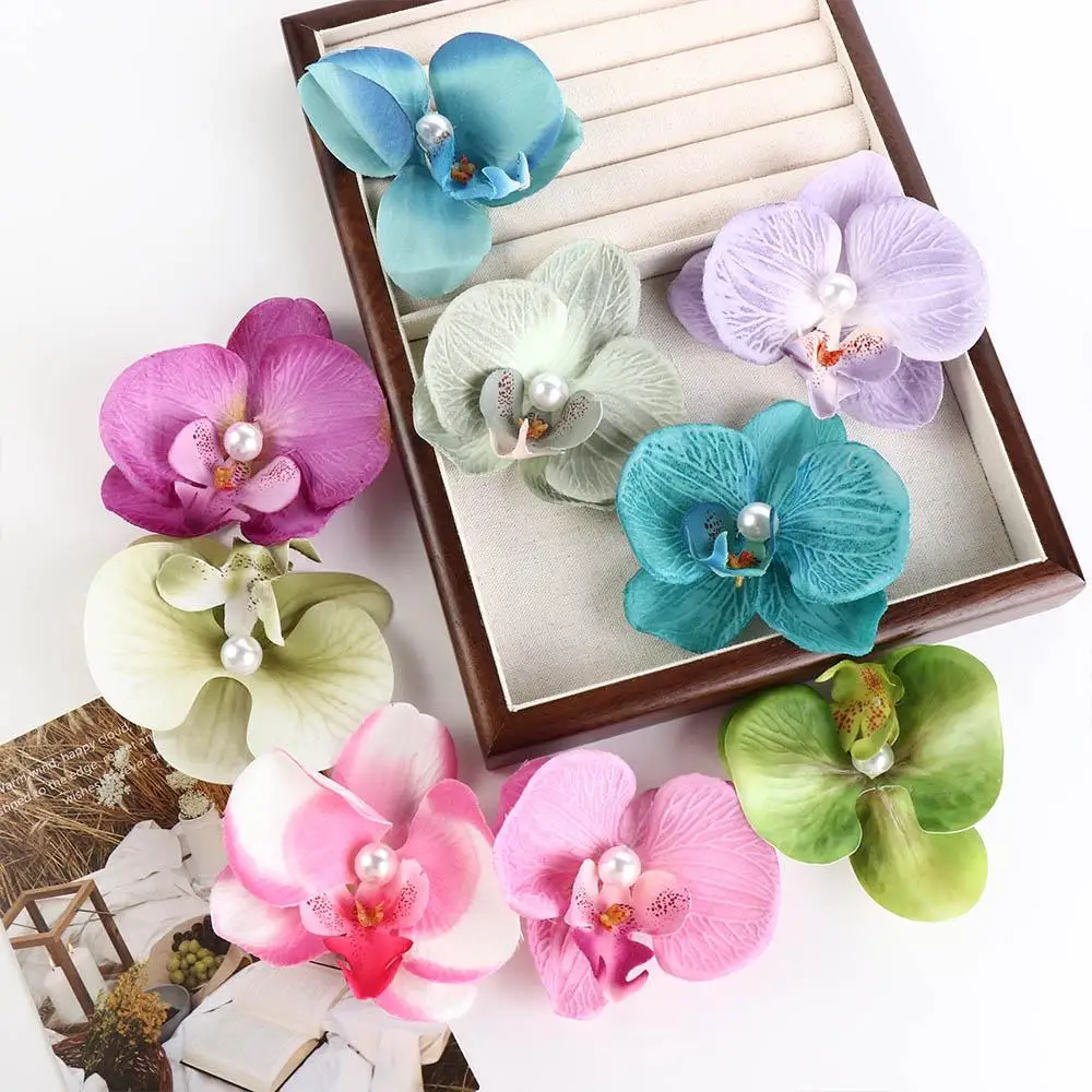 

Pink Orchid Flower Hair Clip Hair Ornament Hair Accessories Orchid Hairpin Headdress Side Barrettes Bohemia Barrettes