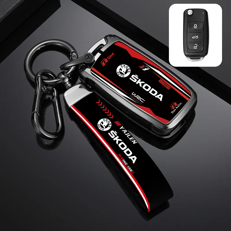 

Zinc Alloy Car Remote Key Case For Skoda Octavia A5 A7 Fabia Superb Kodiaq Karoq Protector Shell Bag Car Keychain Accessories