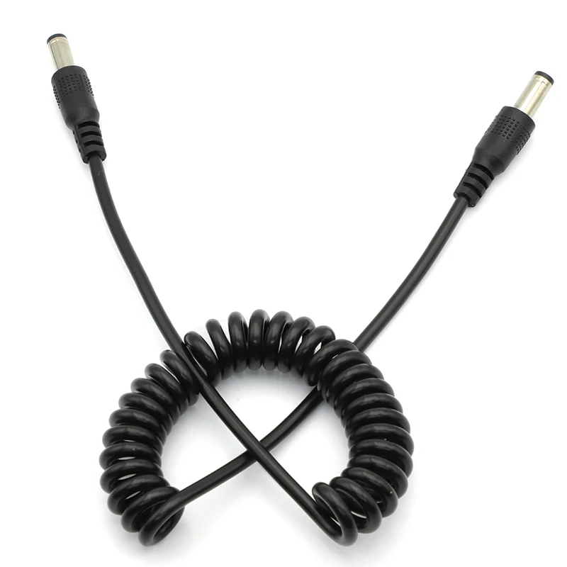 DC 5.5*2.1mm Male to 5.5*2.1mm Male Power Retractable Cord 5.5mmx2.1mm Double DC Male Plug Extension Spring Power Cable Adapter