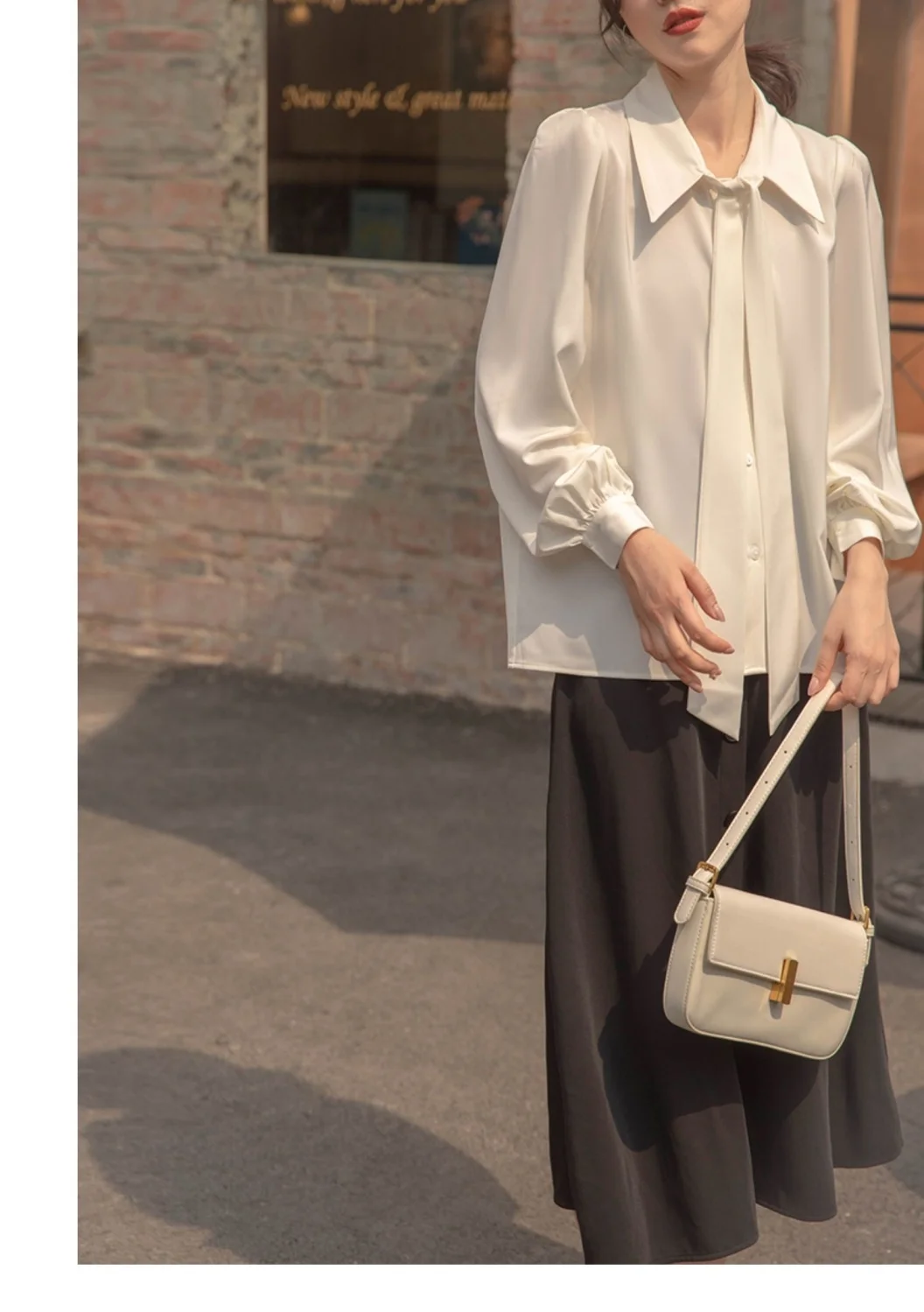 قمصان نسائية طويلة الأكمام من الشيفون بأزرار سفلية، تصميم محايد كبير الحجم، مريح مناسب للخريف، مريح للاستخدام اليومي