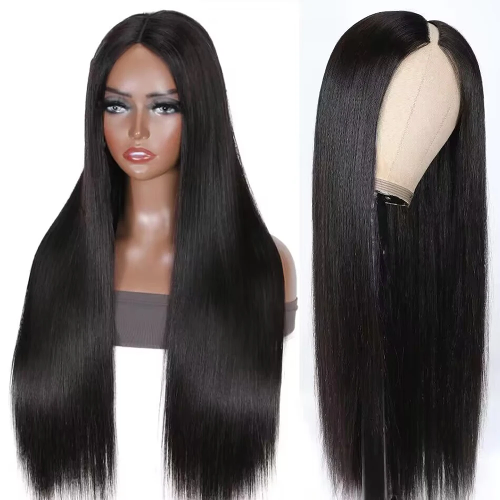 V Part Wig Human Hair Bone Straight Human Hair Wig No Leave Out Brazilian V Part Human Hair Straight Wigs for Women