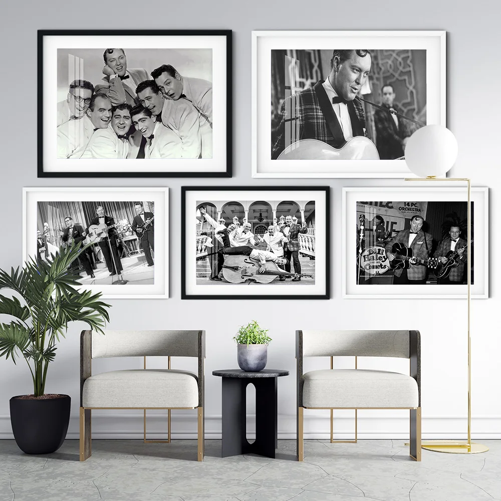 

Bill Haley Poster Black White Rock Music Singer Star Art Painting Canvas Wall Pictures For Living Room Home Decor