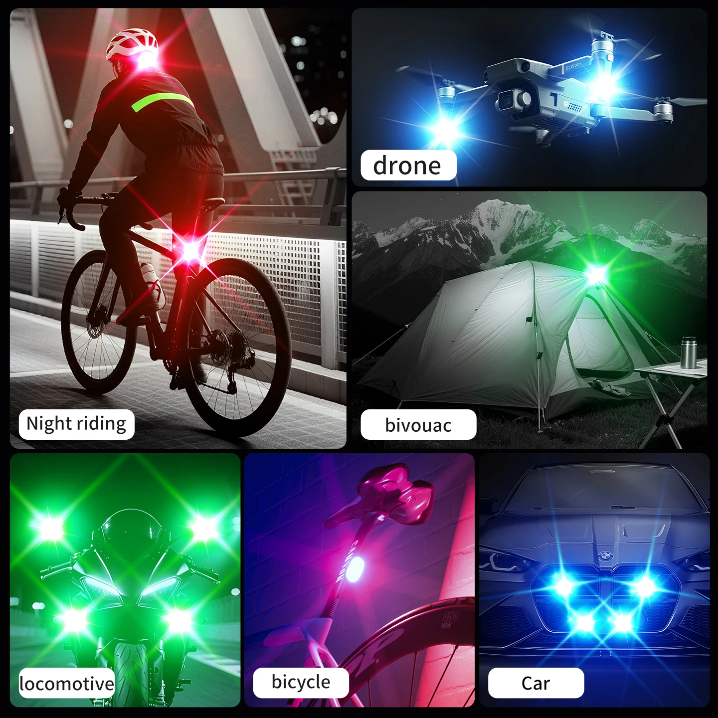 RGB UTV Drone Strobe Light 4 LEDs ATV Anti-Collision Bike Aircraft Night Flying Flashing Motorcycle Car Warning Signal Light
