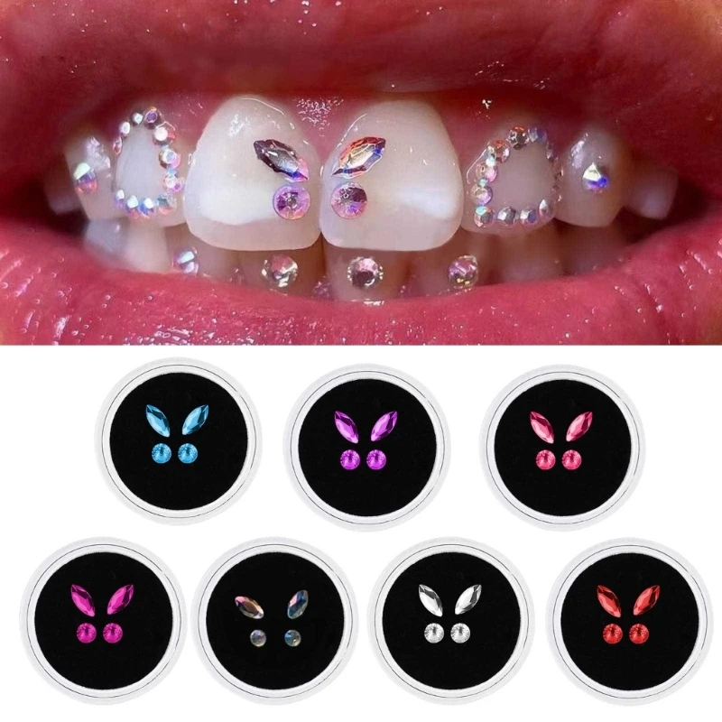 Tooth Gem Kit DIY Teeth Jewelry Dental Teeth Gems Reflective Artificial Crystal Tooth Ornaments Jewelry for Teeth-Decor