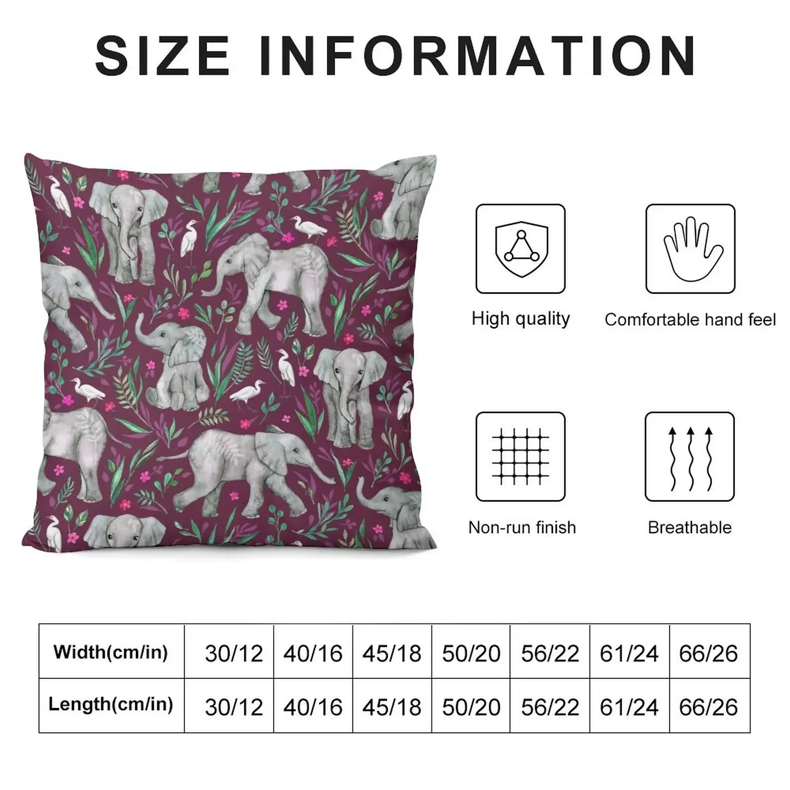 Baby Elephants and Egrets in Watercolor - burgundy red Throw Pillow Luxury Sofa Cushions christmas pillow case pillow