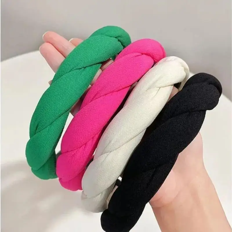 

Women's Fashion Solid Sponge Headband Braided Teeth Non-slip Hairband for Girls Ladies Twist Hair Hoop Headwear Hair Accessories