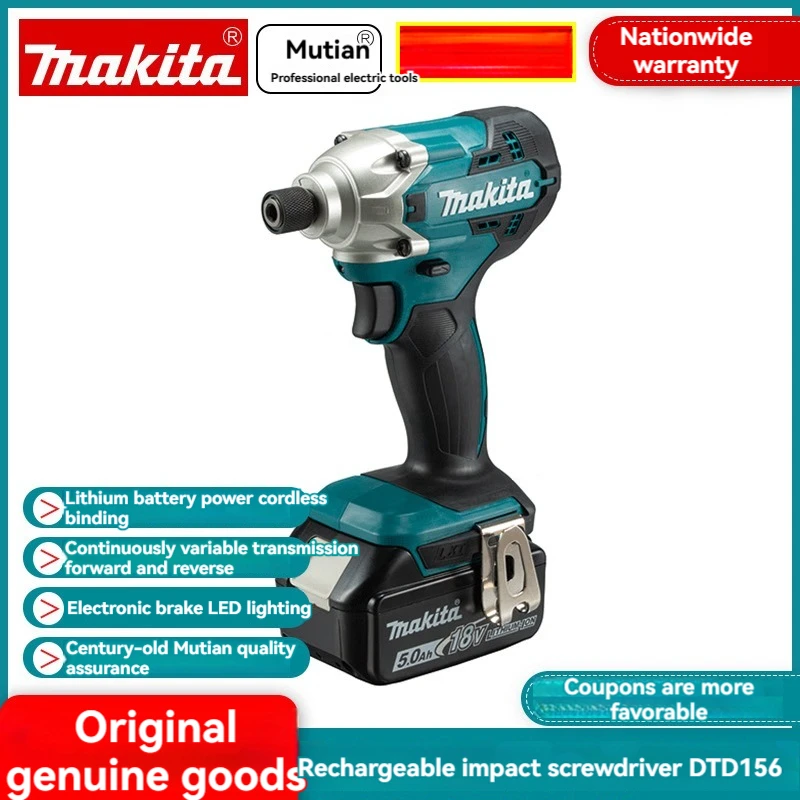 

Makita DTD156 Cordless Electric Drill 18V Li-ion LXT Impact Driver Driver Screwdriver 155N.M Household Multifunction Power Tools