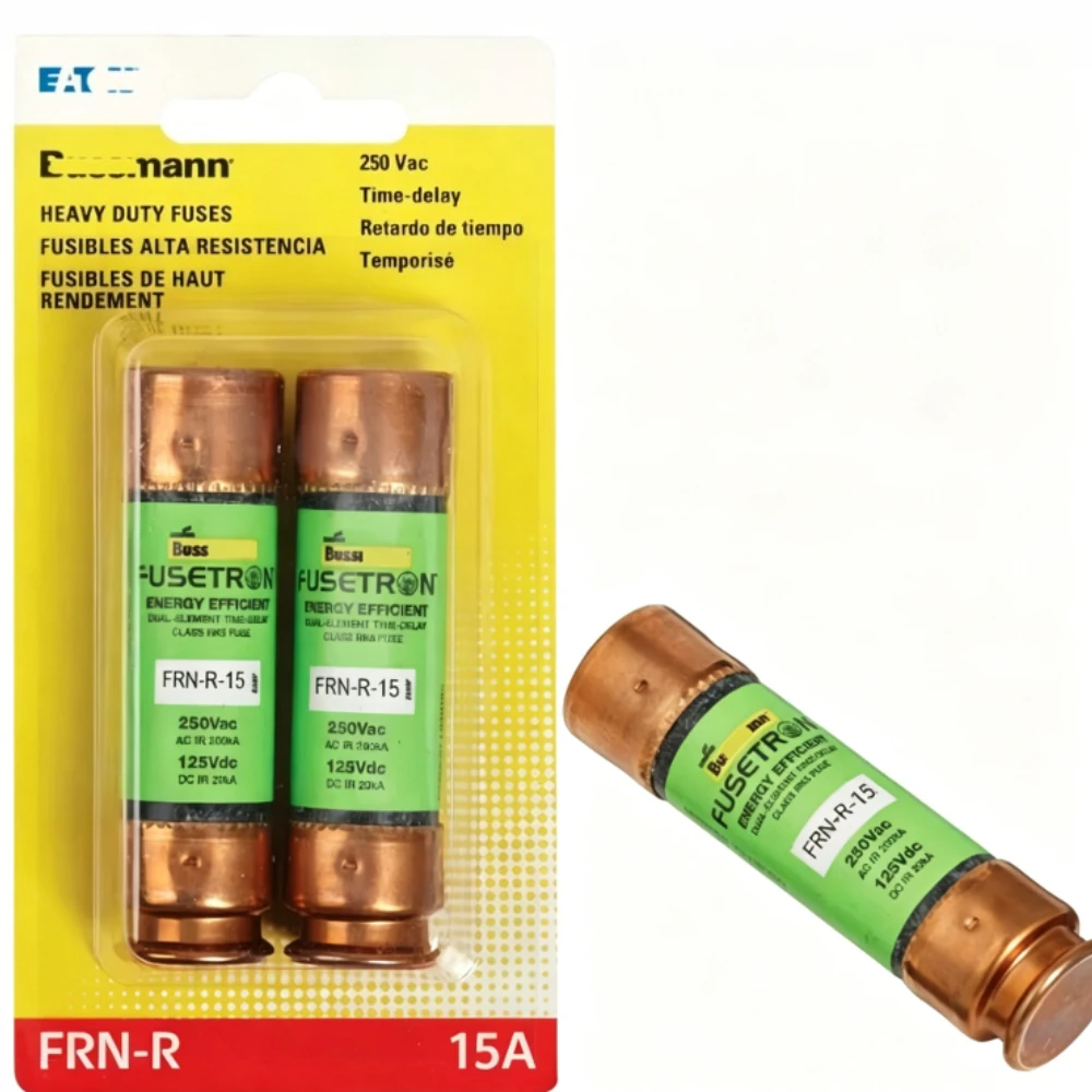 10PCS FRN-R-15 RK5 Time-Delay Current Limiting Fuse 15A 250VAC Dual Element Cartridge Fuse for Circuit Protection