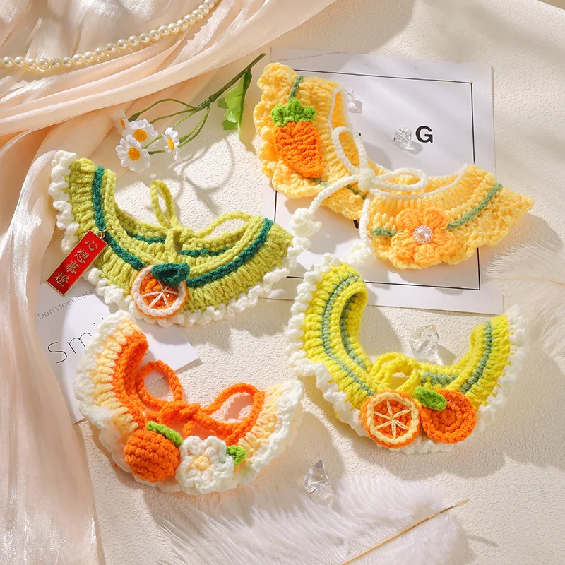 

Cute Knitted Bib Scarf Cats and Dogs, Yarn Collar Bib Small Dogs, Photo Decoration Handmade Scarf