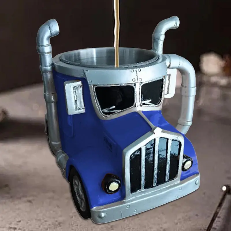 Trucker Coffee Cup Truck Coffee Cup Water Mug for Driver Cold and Hot Drinks Cup for Truckers Road Trip Fun Tabletop Ornament