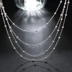 Hot Sale 925 Sterling Silver Fashion Jewelry 18 Inches Smooth Bead Chain Necklace for Women Wedding Birthday Gifts