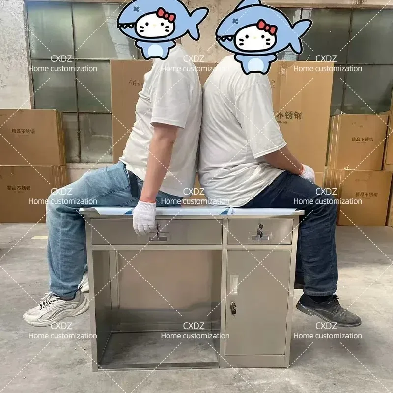 Stainless Steel Weighing Table with Lock Cashier Desk for Supermarket Convenience Store Household Writing Workstation