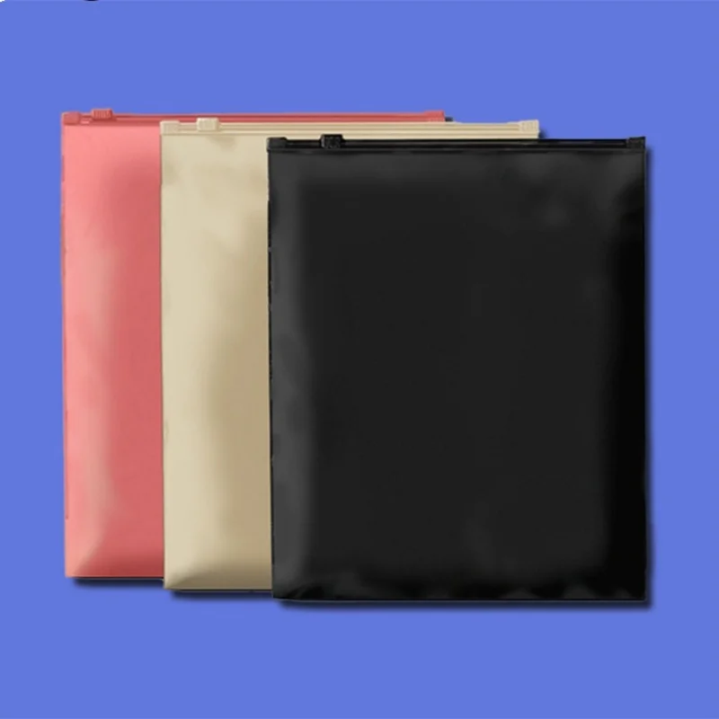 StoBag 50/100pcs Wholesale Color Frosted Matte Zipper Bags Clothes Packaging Pouch Plastic Sealed Shirts Storage Reusable Pocket