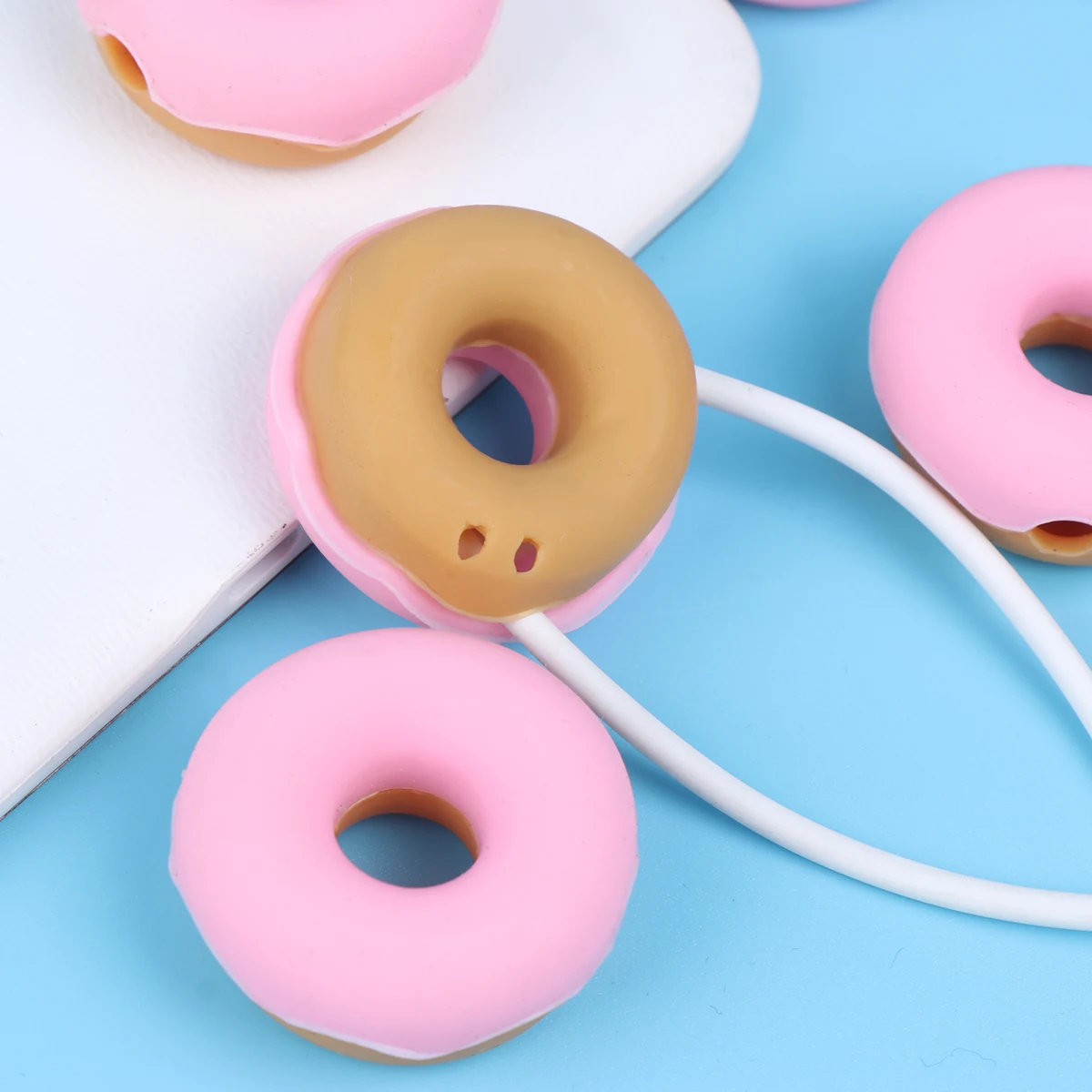 

10pcs Silicone Winder Cord Organizer Headphone Earphone Wire Storage Case Slim Cord Organizer Compact Donut Shape Blue