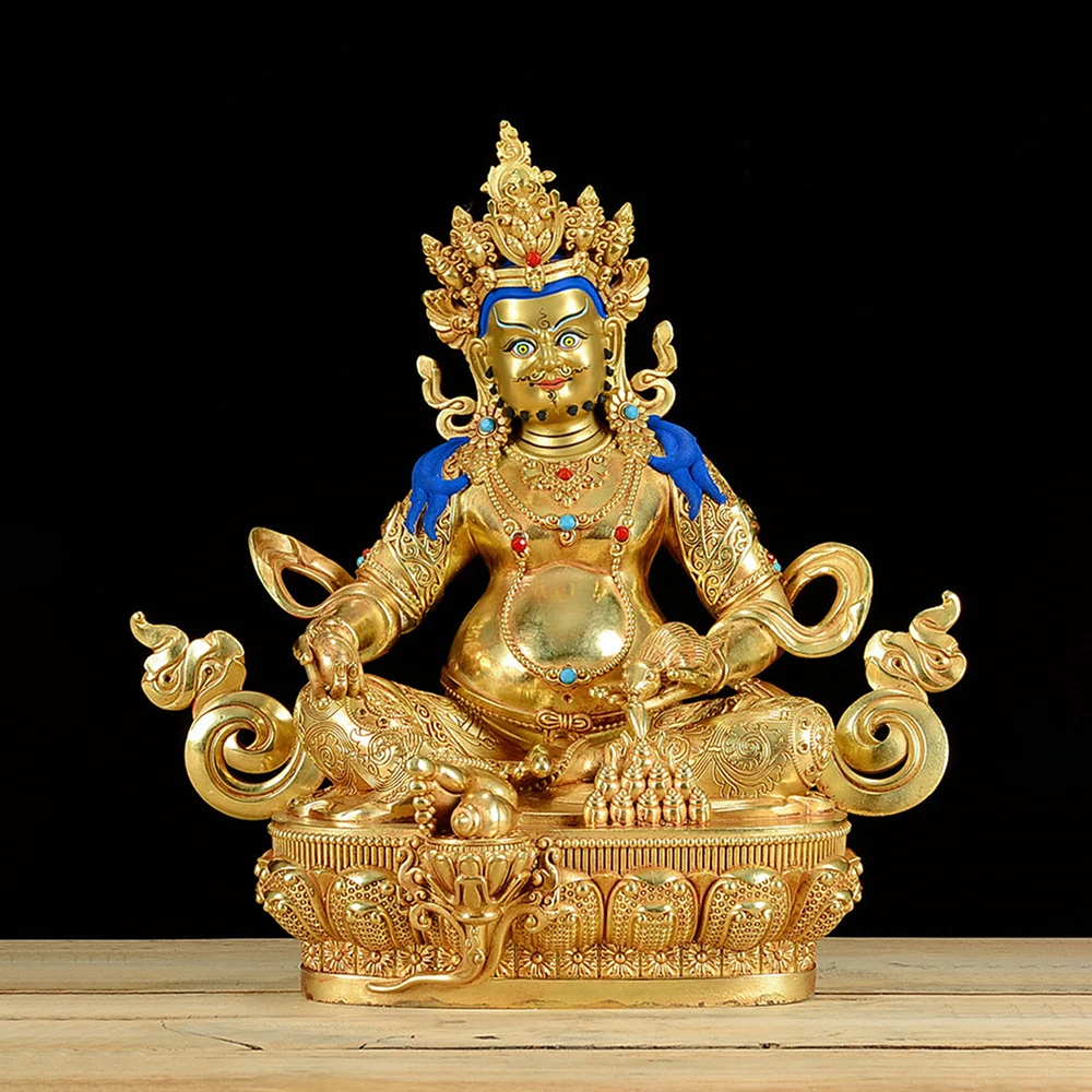 

Copper gilding ZAMBALA Statue, Tibetan Buddhist offerings figure of Buddha, Jambhala sitting statue, Home Decor Buddha ornaments