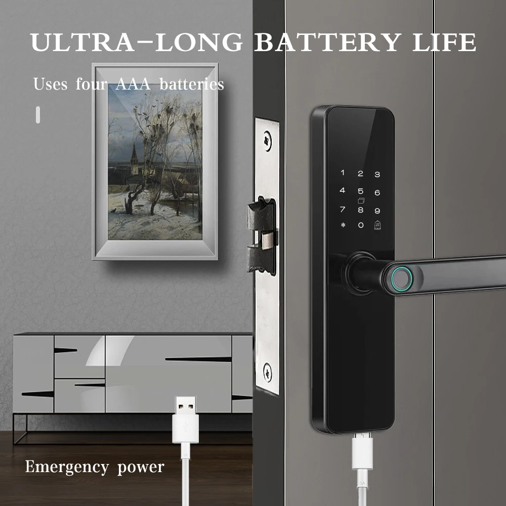 Tuya Wifi Lock Electronic Smart Door Lock With Fingerprint/Smart Card/Password/Key/APP Unlock