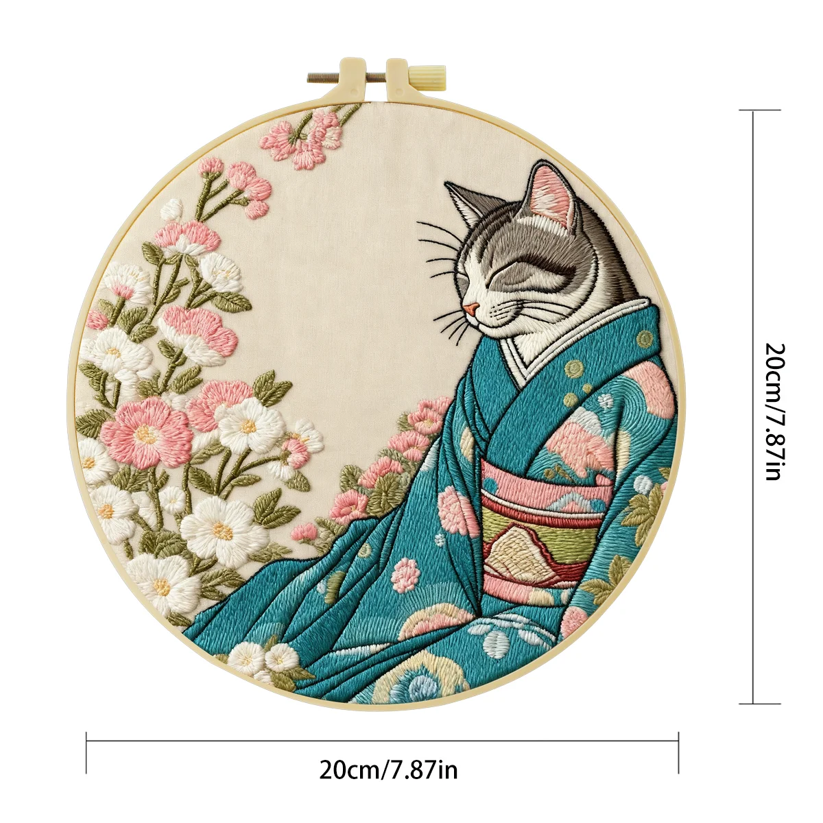 1 Stück 20X20CM/15X15CM 7,87/6,3 Zoll Katzen-Stickerei-Starter-Kit DIY-Kit DIY-Stickerei-Set Handarbeiten Heimdekoration Malerei – Detail 4