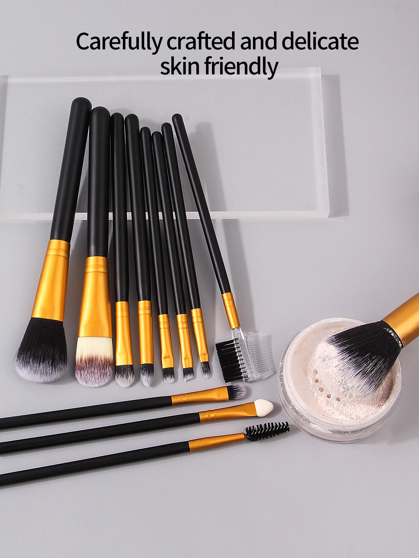 12PCS high-end makeup brush set, powder brush, blush brush, concealer brush, professional beauty tools for beginners