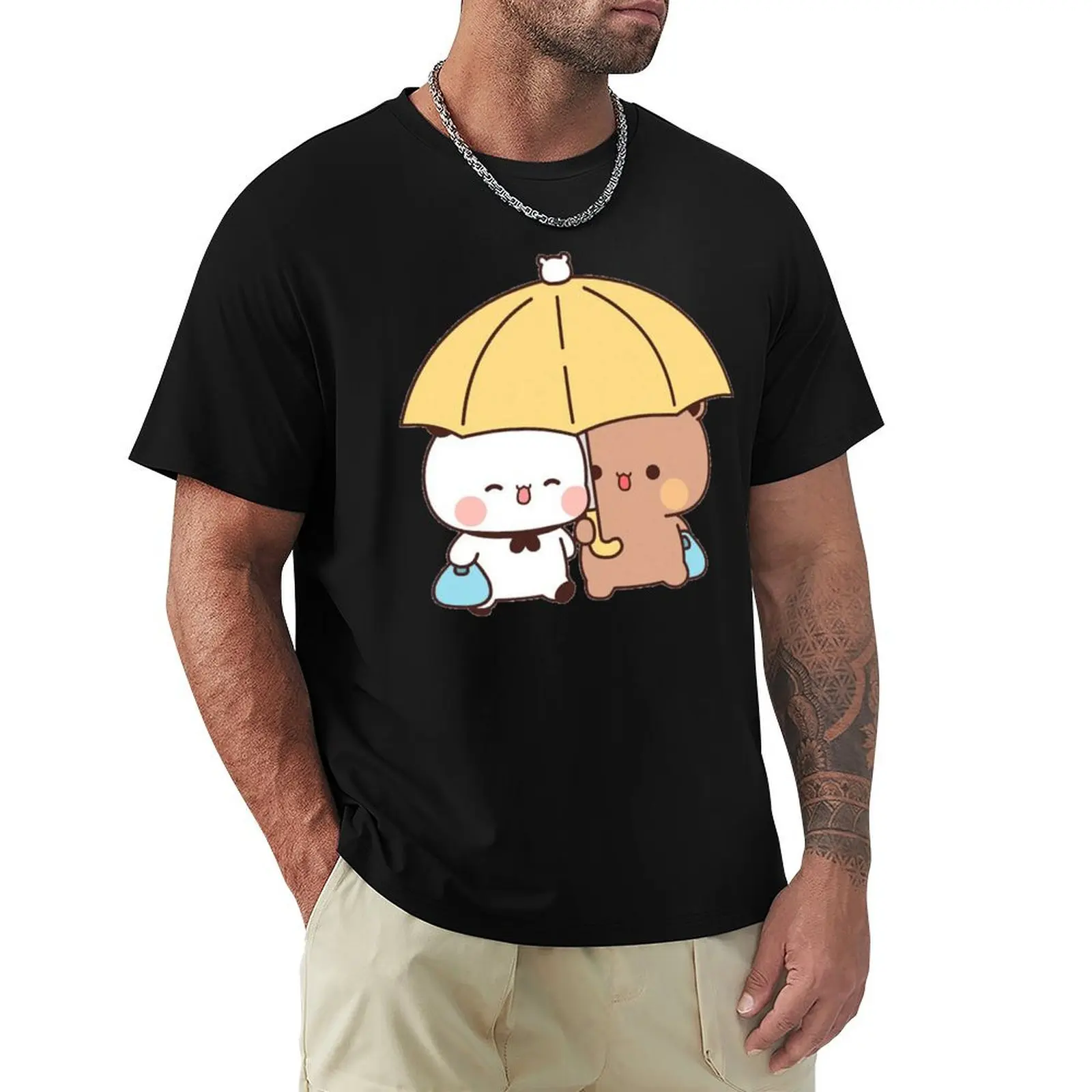 

Bubu and Dudu Lovely Couple, Cute Couple Bear and Panda T-Shirt Industrial Work Tee Shirt