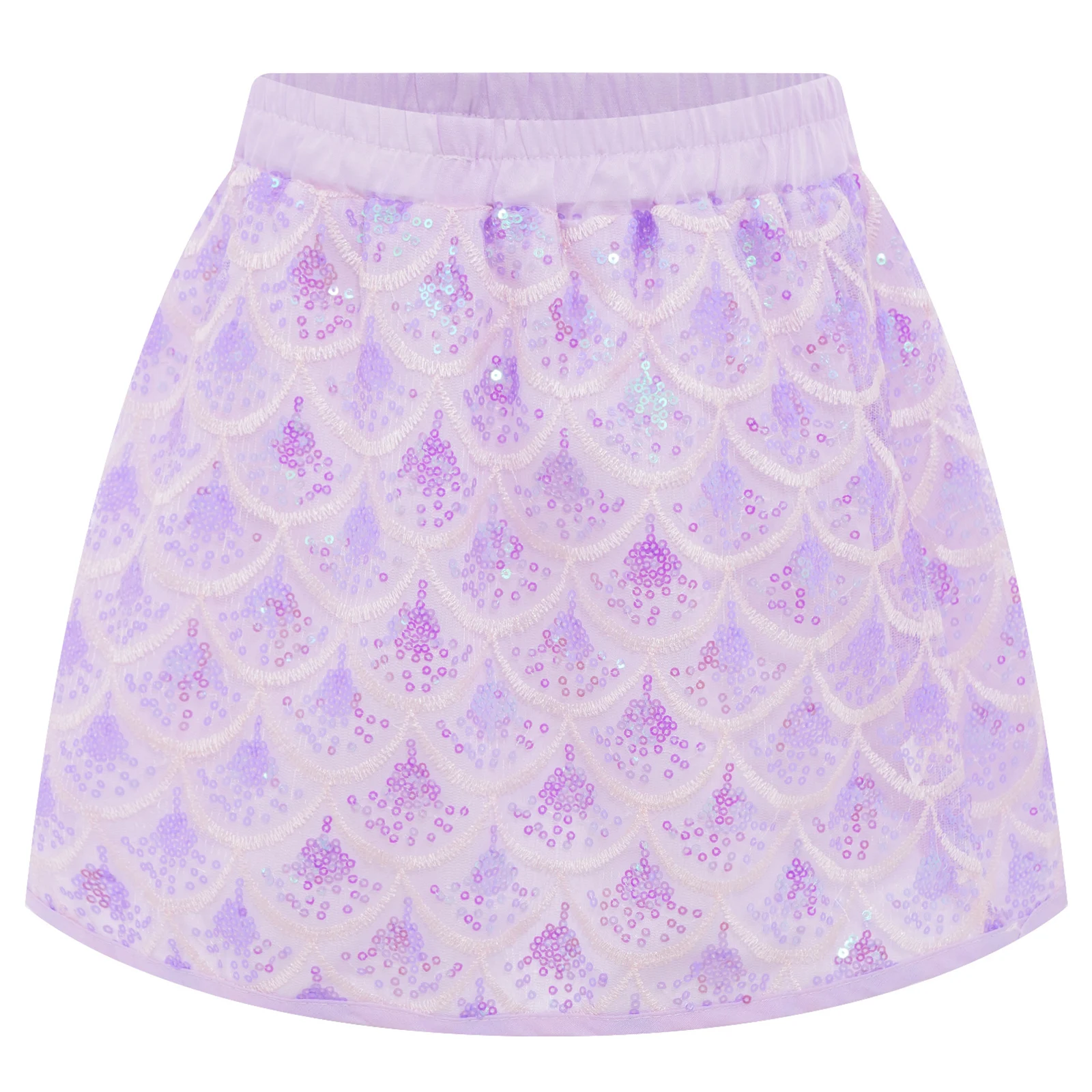 

Kids Girls Shiny Sequins Fish Scale Skirt Halloween Mermaid Role Play Costume Elastic Waist A-line Skirts with Built-in Shorts