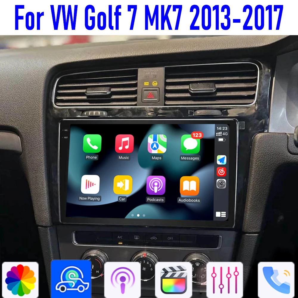 

Car Radio Stereo GPS 10" For VW Golf 7 MK7 2013-2017 Head Unit Carplay Apple Android 15 Auto Multimedia Player WIFI BT 4GB+64GB